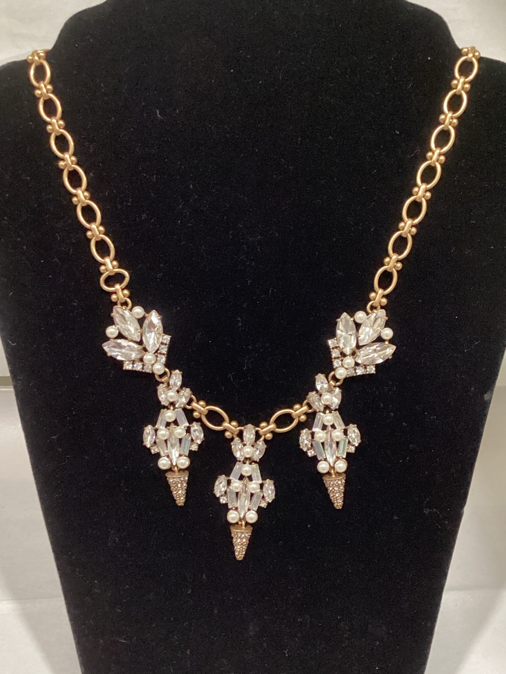 J. Crew Gold-Tone Crystal Drop Bib Necklace